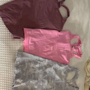 Lululemon Athletica Gray Camo Top pink, and mauve, all three sold together